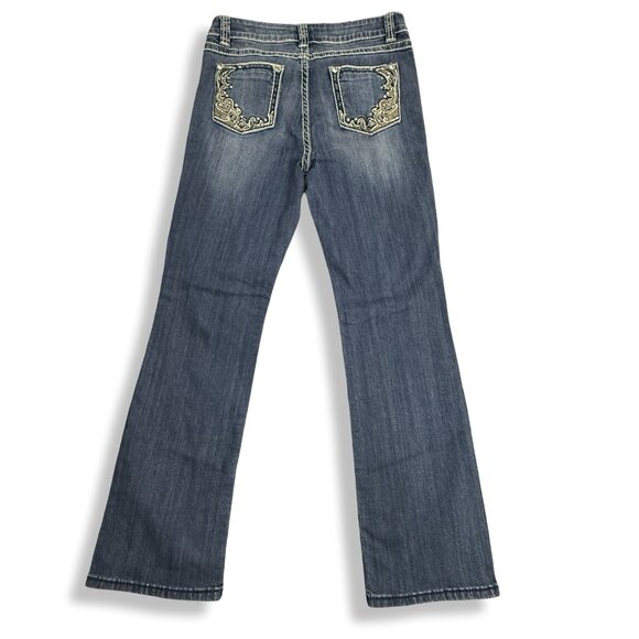 Reba Jeans Womens 8 Blue Bootcut Western Embroidered Rhinestone Stretch 30x30 - Picture 2 of 12